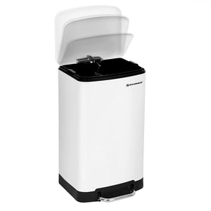 Pedal Bin 30 L metal Kitchen Dustbin Soft Close Lid Non-slip base White LTB01W RAW58.dk