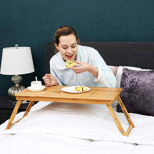 Folding Laptop Table Adjustable Height Lapdesk Desk PC Desktop Notebook Stand Bamboo Sofa Bed Tray 72 x 35 x 29cm with Drawer for left- and right-hander LLD004 RAW58.dk