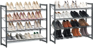 8-Tier Shoe Rack, Set of 2 Stackable 4-Tier Shoe Organisers for 32 to 40 Pairs of Shoes, Adjustable Flat or Angled Shelves, Cool Grey LMR08GB RAW58.dk 
