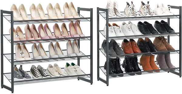 8-Tier Shoe Rack, Set of 2 Stackable 4-Tier Shoe Organisers for 32 to 40 Pairs of Shoes, Adjustable Flat or Angled Shelves, Cool Grey LMR08GB RAW58.dk 