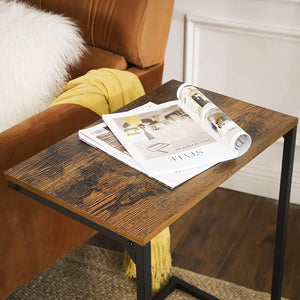 Side Table, Small Sofa Table, End Table, Laptop Table, for Bedroom, Living Room, Work in Bed or on The Sofa, Simple Structure, Stable, Industrial Style, Rustic Brown and Black LNT52BX RAW58.dk 