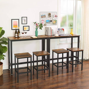 Bar Table, Narrow Rectangular Bar Table, Kitchen Table, Pub Dining High Table, Sturdy metal Frame, 120 x 40 x 100 cm, Easy Assembly, Industrial Design, Rustic Brown LBT12X RAW58.dk 