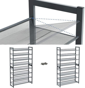 8-Tier Shoe Rack, Set of 2 Stackable 4-Tier Shoe Organisers for 32 to 40 Pairs of Shoes, Adjustable Flat or Angled Shelves, Cool Grey LMR08GB RAW58.dk 