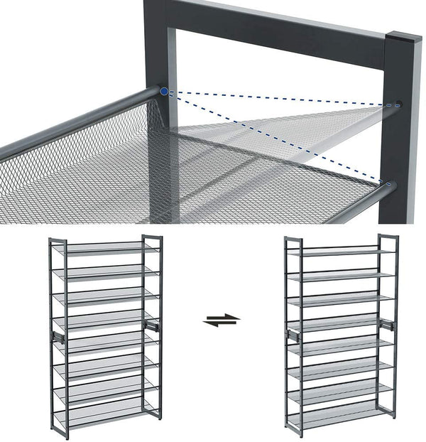 8-Tier Shoe Rack, Set of 2 Stackable 4-Tier Shoe Organisers for 32 to 40 Pairs of Shoes, Adjustable Flat or Angled Shelves, Cool Grey LMR08GB RAW58.dk 