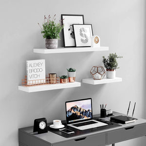 Floating Shelf, Wall Shelf for Photos, Decorations, in Living Room, Kitchen, Hallway, Bedroom, Bathroom, White LWS28WT RAW58.dk 