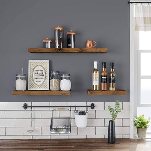 Floating Shelf, Wall Shelf for Photos, Decorations, in Living Room, Kitchen, Hallway, Bedroom, Bathroom, Rustic Brown LWS24BX RAW58.dk 