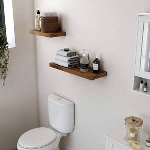 Floating Shelf, Wall Shelf for Photos, Decorations, in Living Room, Kitchen, Hallway, Bedroom, Bathroom, Rustic Brown LWS24BX RAW58.dk 