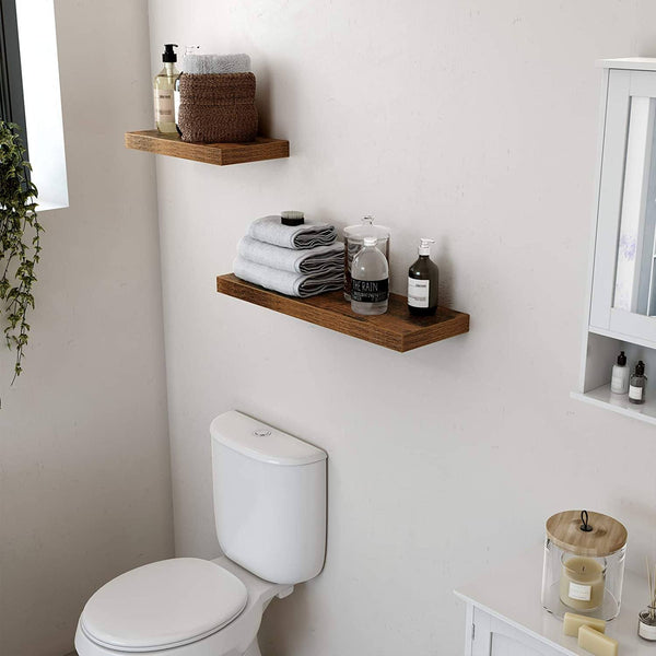 Floating Shelf, Wall Shelf for Photos, Decorations, in Living Room, Kitchen, Hallway, Bedroom, Bathroom, Rustic Brown LWS24BX RAW58.dk 