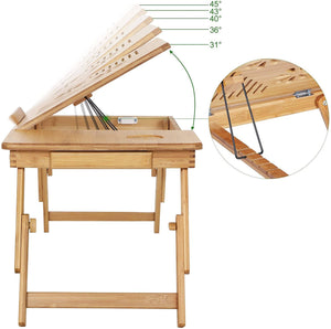 Adjustable Laptop Table Folding Lapdesk PC Desktop Notebook Stand Sofa Desk Bamboo Bed Tray with Drawer LLD002 RAW58.dk