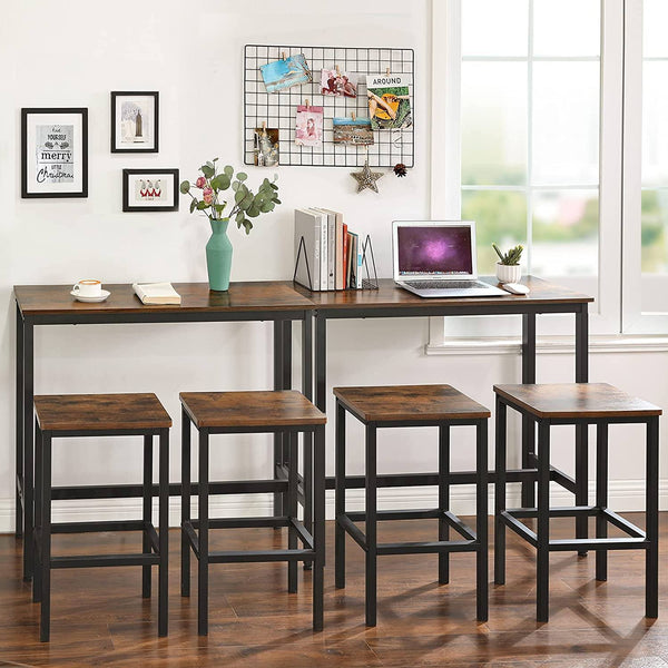 Bar Table, Narrow Rectangular Bar Table, Kitchen Table, Pub Dining High Table, Sturdy metal Frame, 100 x 40 x 90 cm, Easy Assembly, Industrial Design, Rustic Brown LBT10X RAW58.dk 