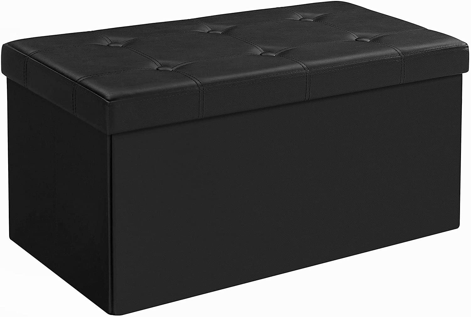 Folding Pouffe/Ottoman With 80 Litre Container and Soft Seat for 2 ?3 People 300 Kg maximum Load Black LSF105 RAW58.dk