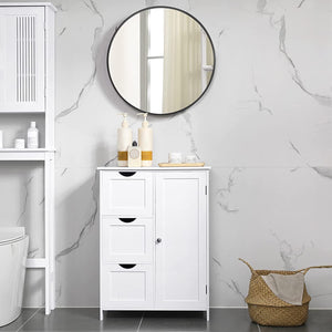 Bathroom Storage Cabinet, Floor Cabinet with 3 Large Drawers and 1 Adjustable Shelf, 60 x 30 x 81 cm, White BBC49WT RAW58.dk 