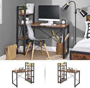Computer Desk, 120 cm Writing Desk with Storage Shelves on Left or Right, Stable, Easy Assembly, for Home Office, Industrial Style, Rustic Brown and Black LWD48X RAW58.dk 