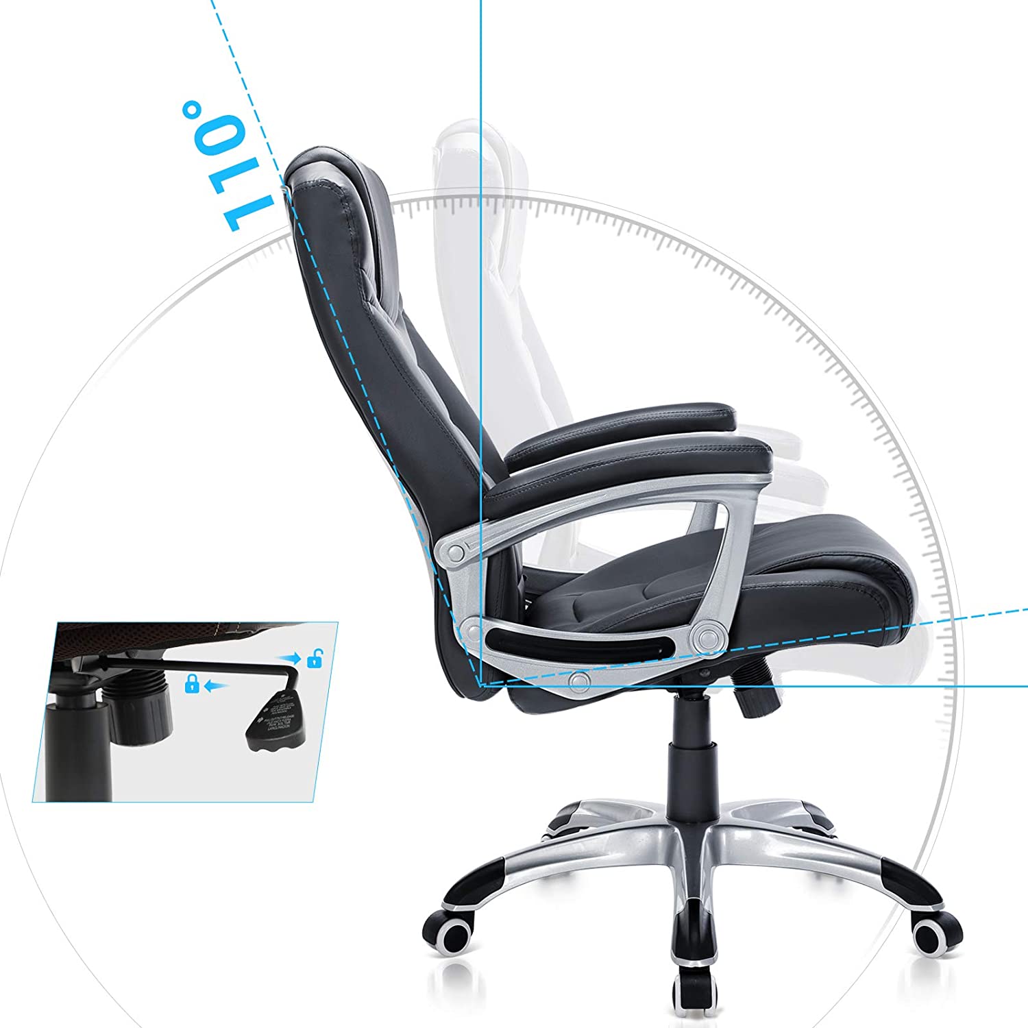 Executive Office Chair, Durable and Stable, Height Adjustable, Ergonomic, Black, OBG21B RAW58.dk 