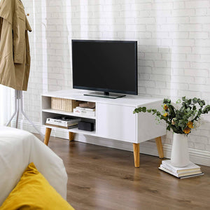 Scandinavian TV Stand, Retro TV Console, Entertainment Centre for Flat Screen TV, Gaming Consoles, in Living Room, Entertainment Room, Office, White LTV09WT RAW58.dk 