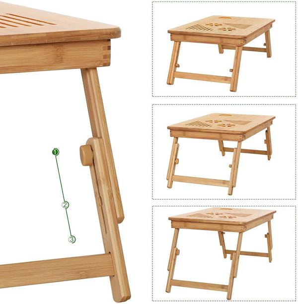 Adjustable Laptop Table Folding Lapdesk PC Desktop Notebook Stand Sofa Desk Bamboo Bed Tray with Drawer LLD002 RAW58.dk