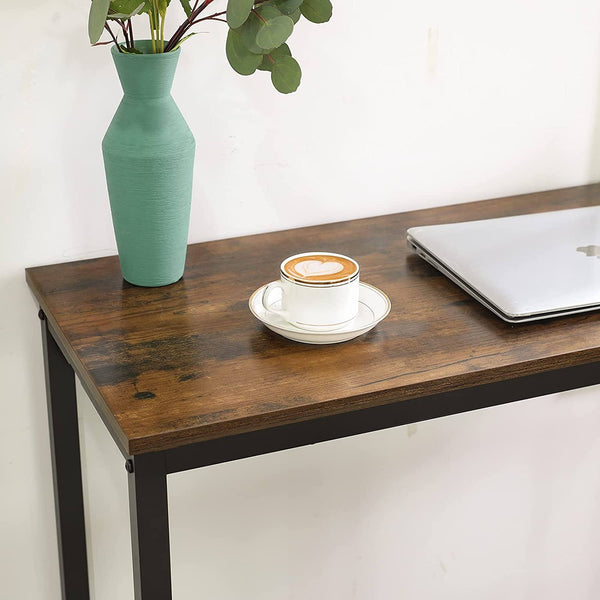 Bar Table, Narrow Rectangular Bar Table, Kitchen Table, Pub Dining High Table, Sturdy metal Frame, 100 x 40 x 90 cm, Easy Assembly, Industrial Design, Rustic Brown LBT10X RAW58.dk 