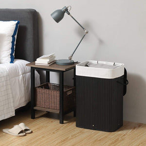 XL 72 L Large Bamboo Foldable Laundry Basket Storage Hamper Box with Removable Washable Lining Black 40 x 30 x 60 cm LCB10B RAW58.dk