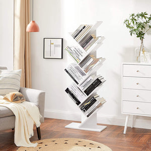 8-Tier Bookcase Shaped Bookcase Tree Wooden Bookcase for Living Room, Office, White LBC11WTV1 RAW58.dk 