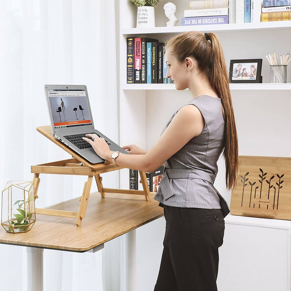 Adjustable Laptop Table Folding Lapdesk PC Desktop Notebook Stand Sofa Desk Bamboo Bed Tray with Drawer LLD002 RAW58.dk