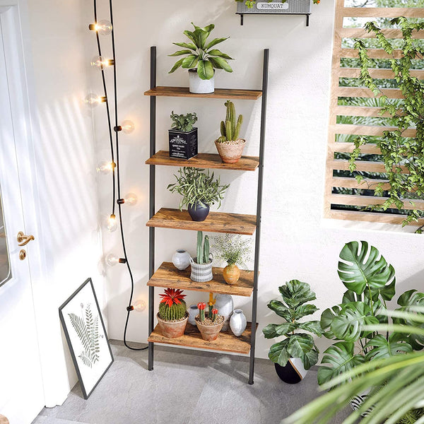 Industrial Ladder Shelf, 5-Tier Bookshelf Rack RAW58.dk 