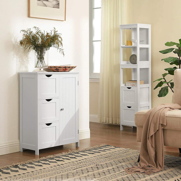 Bathroom Storage Cabinet, Floor Cabinet with 3 Large Drawers and 1 Adjustable Shelf, 60 x 30 x 81 cm, White BBC49WT RAW58.dk 
