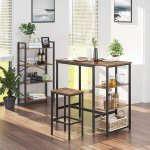 Bar Table, Kitchen Table, Dining Table with 3 Shelves, Stable Iron Structure, for Bar Party Cellar, Restaurant, 109 x 60 x 100 cm, Industrial Style, Easy to Assemble, Rustic Brown LBT11X RAW58.dk 