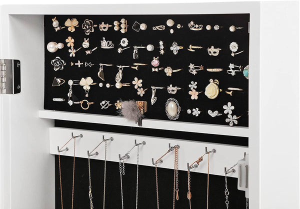 White Wall Mount Mirrored Lockable Jewellery Cabinet JBC51W RAW58.dk