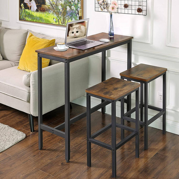 Bar Table, Narrow Rectangular Bar Table, Kitchen Table, Pub Dining High Table, Sturdy metal Frame, 100 x 40 x 90 cm, Easy Assembly, Industrial Design, Rustic Brown LBT10X RAW58.dk 