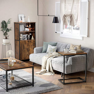 Side Table, Small Sofa Table, End Table, Laptop Table, for Bedroom, Living Room, Work in Bed or on The Sofa, Simple Structure, Stable, Industrial Style, Rustic Brown and Black LNT52BX RAW58.dk 