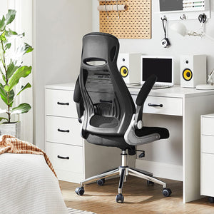 Office Swivel Chair Mesh Backrest with Headrest and Flip up Armrests Black OBN86BK RAW58.dk
