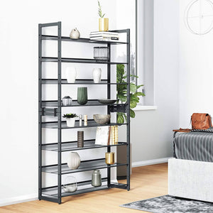 8-Tier Shoe Rack, Set of 2 Stackable 4-Tier Shoe Organisers for 32 to 40 Pairs of Shoes, Adjustable Flat or Angled Shelves, Cool Grey LMR08GB RAW58.dk 