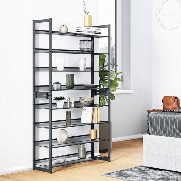 8-Tier Shoe Rack, Set of 2 Stackable 4-Tier Shoe Organisers for 32 to 40 Pairs of Shoes, Adjustable Flat or Angled Shelves, Cool Grey LMR08GB RAW58.dk 