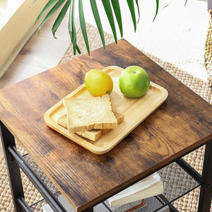 Sidebord, natbord, med 2 justerbare nethylder, stabil metalramme, rustik brun Sofaborde Vasagle 
