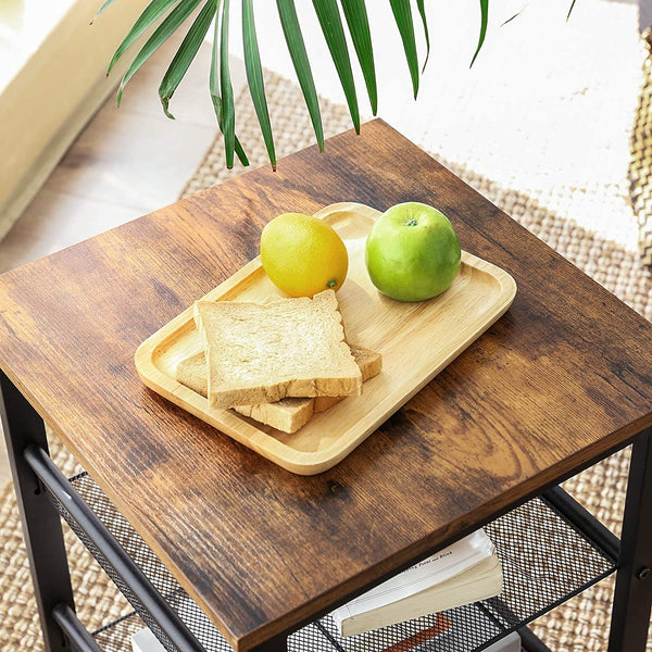 Sidebord, natbord, med 2 justerbare nethylder, stabil metalramme, rustik brun Sofaborde Vasagle 