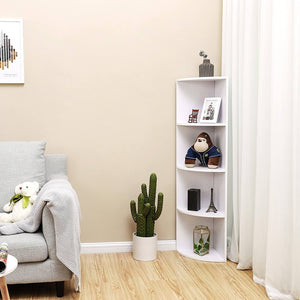 4-Tier Corner Shelf Unit, Freestanding Display Storage Shelves and Wooden Bookcase, for Kitchen, Bedroom, Living Room, Study, White, LBC42WT RAW58.dk 