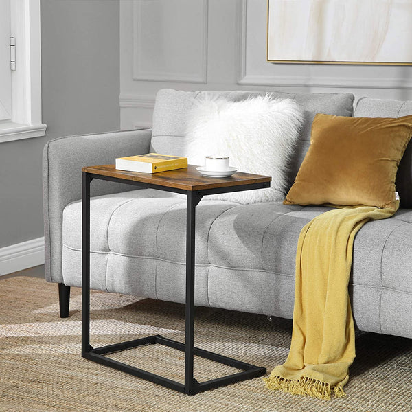 Side Table, Small Sofa Table, End Table, Laptop Table, for Bedroom, Living Room, Work in Bed or on The Sofa, Simple Structure, Stable, Industrial Style, Rustic Brown and Black LNT52BX RAW58.dk 