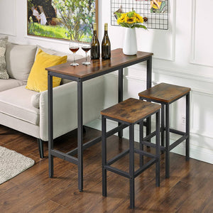 Bar Table, Narrow Rectangular Bar Table, Kitchen Table, Pub Dining High Table, Sturdy metal Frame, 100 x 40 x 90 cm, Easy Assembly, Industrial Design, Rustic Brown LBT10X RAW58.dk 