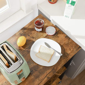 Kitchen Shelf on Wheels, Serving Trolley with 3 Shelves, Microwave Shelf, for Mini Oven, Toaster, Metal Frame with 6 Hooks, Industrial Design, Rustic Brown KKS60XV1 RAW58.dk 