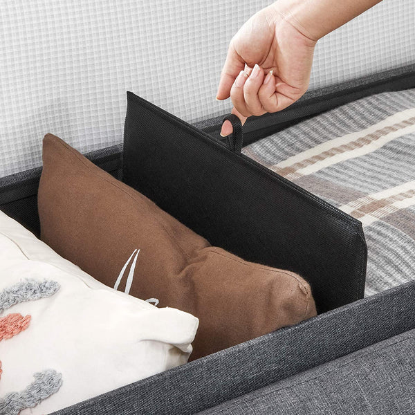 110 x 38 x 38 cm Folding Linen Pouffe Cube/Footstool/Stool Maks. load300 kg Dark Grey LSF77K RAW58.dk