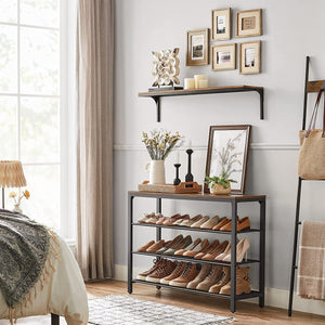 Shoe Rack, Shoe Organiser with 3 Mesh Shelves, for Hallway, Living Room, Bedroom, Simple Structure, Stable, Industrial Style, Rustic Brown and Black LBS14BX RAW58.dk 