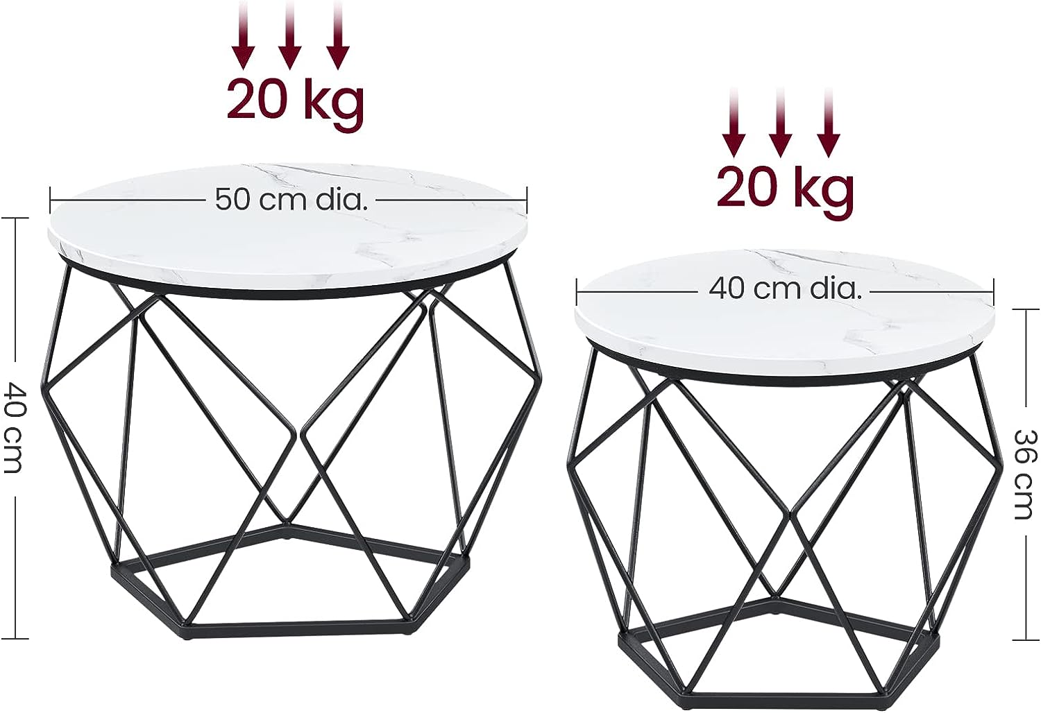 Valentina sengebord/sofabord/sidebord - 2 stk.