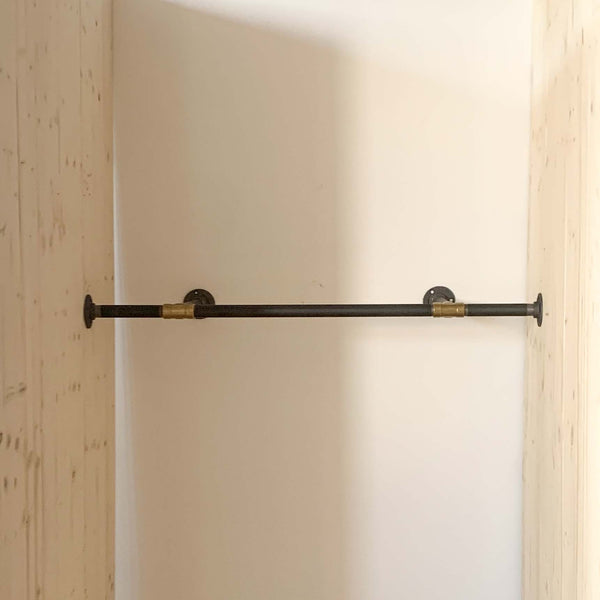 Bøjlestang MAJA sort Ophæng RAW58 0-50 cm Sort med messing samlinger